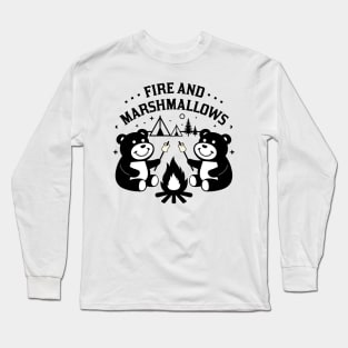 Fire and Marshmallows Camping Bear Long Sleeve T-Shirt